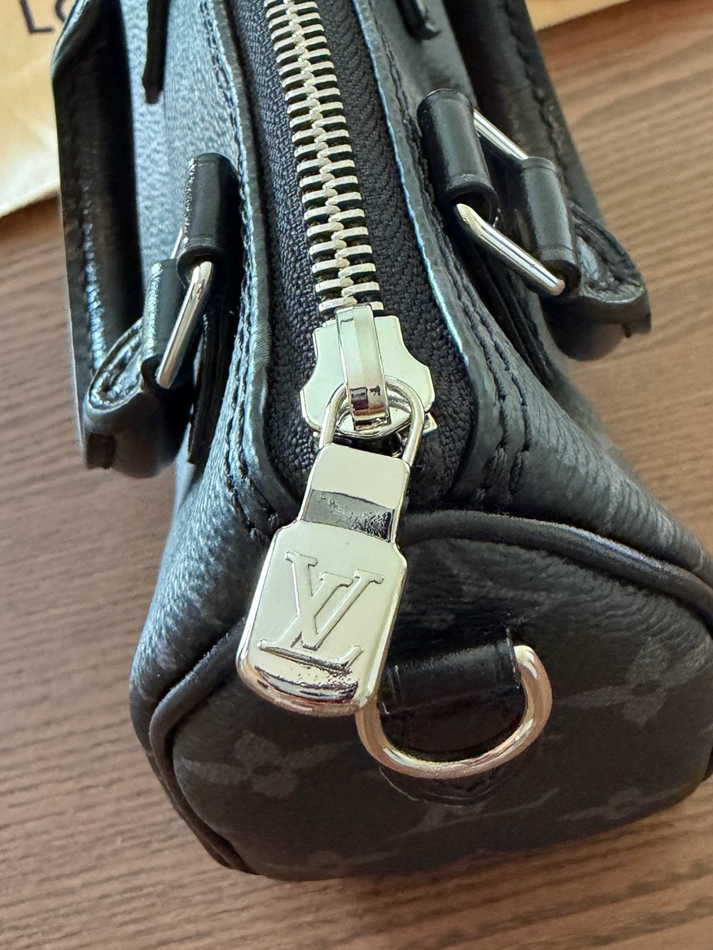 Louis Vuitton Monogram Eclipse Mini Speedy in Black and Charcoal - Picture 8 of 13